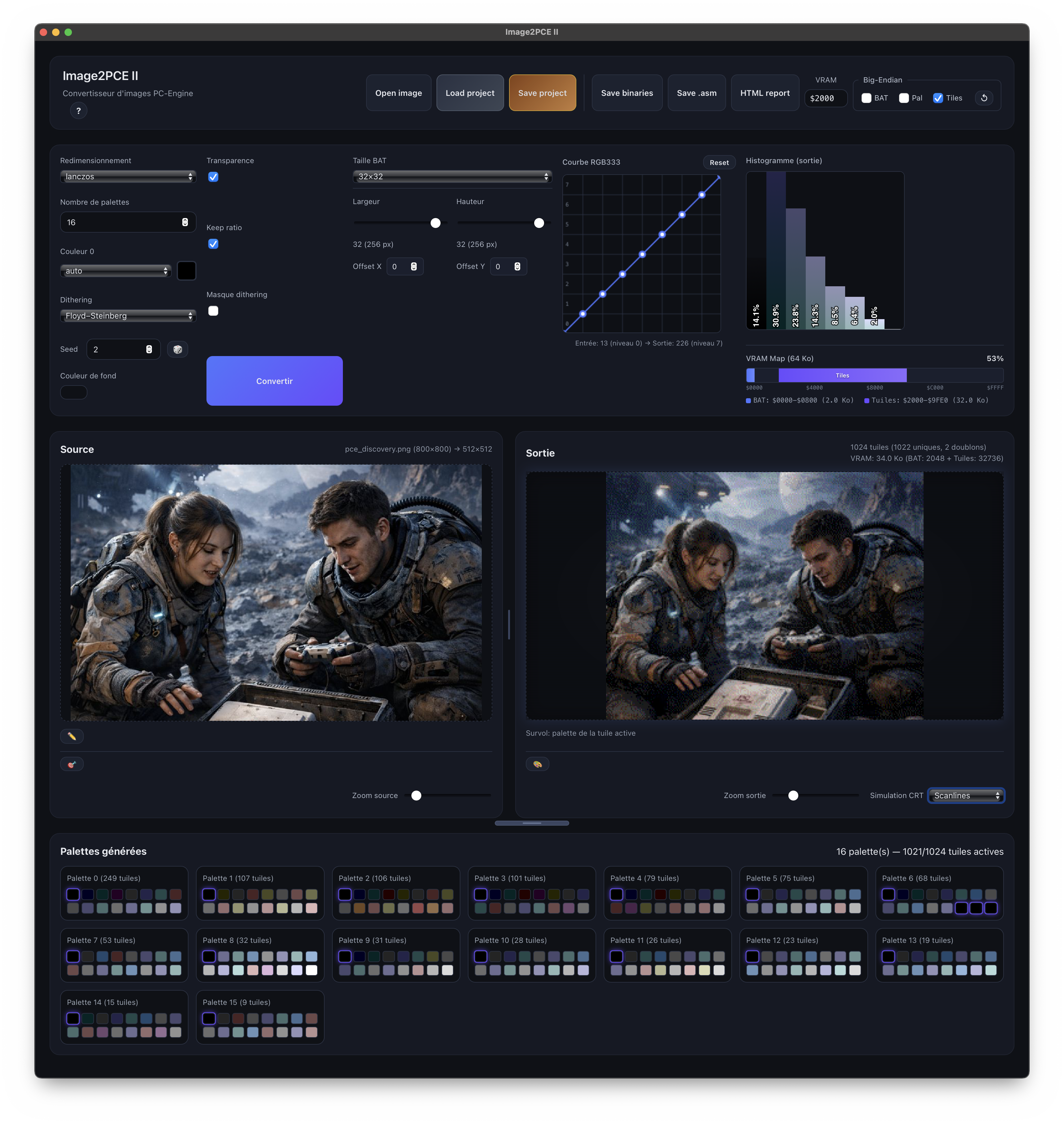 Screenshot de l'application Image2PCE