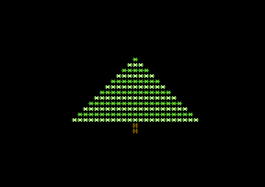 Écran du Commodore 64 : un sapin d'étoiles de 12 lignes
