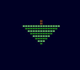 Écran de la PC Engine : le sapin la tête en bas, le tronc au-dessus